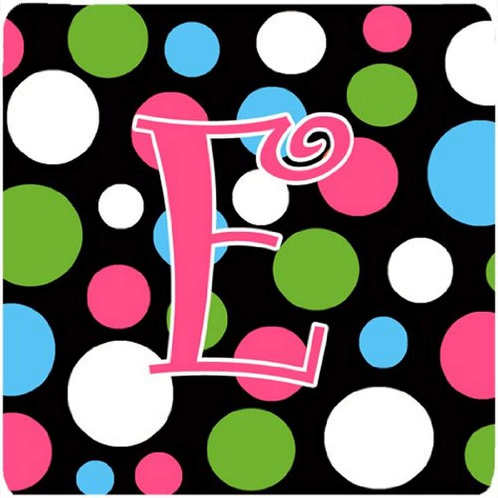 Caroline's Treasures CJ1038-EFC Monogram-Polkadots and Pink Foam Coasters (Set of 4), Initial Letter E, 3.5 H x 3.5 W, Multicolor