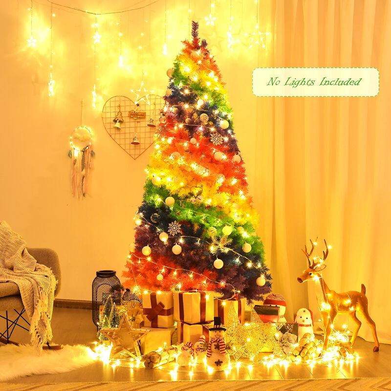 Artificial Hinged Traditional Christmas Tree with Metal Stand