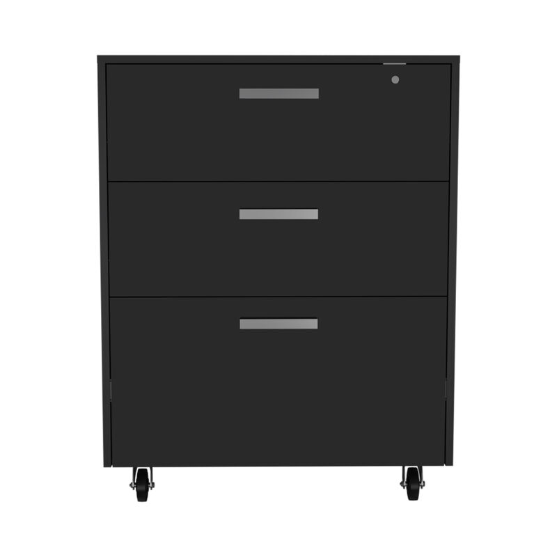 Storage Cabinet - Superior Top, Drawer Base Cabinet, Three Drawers, Four Casters - Black
