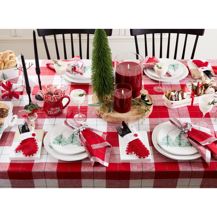 Solino Home 100% Pure Linen Tablecloth | Very Merry Plaid for Spring and Easter