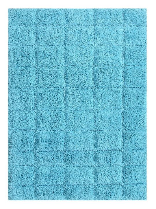 Knightsbridge Summer Tile 220 GSF Non Skid Back Bath Rug 21 x 34 - Aqua