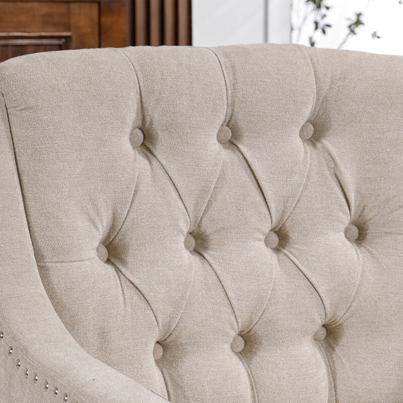 Merax Button Tufted Linen Upholstered Accent Chair