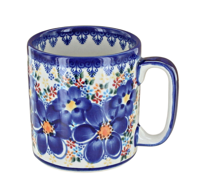 Blue Rose Polish Pottery Blue Dahlia Coffee Mug