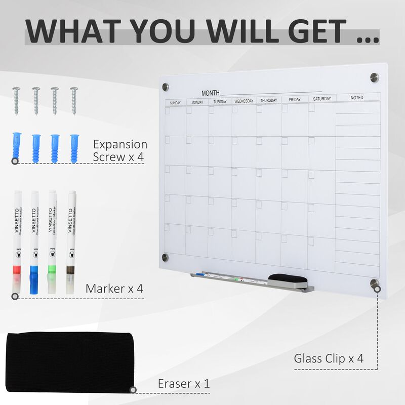 White Planning Board: Magnetic Dry Erase Monthly Calendar