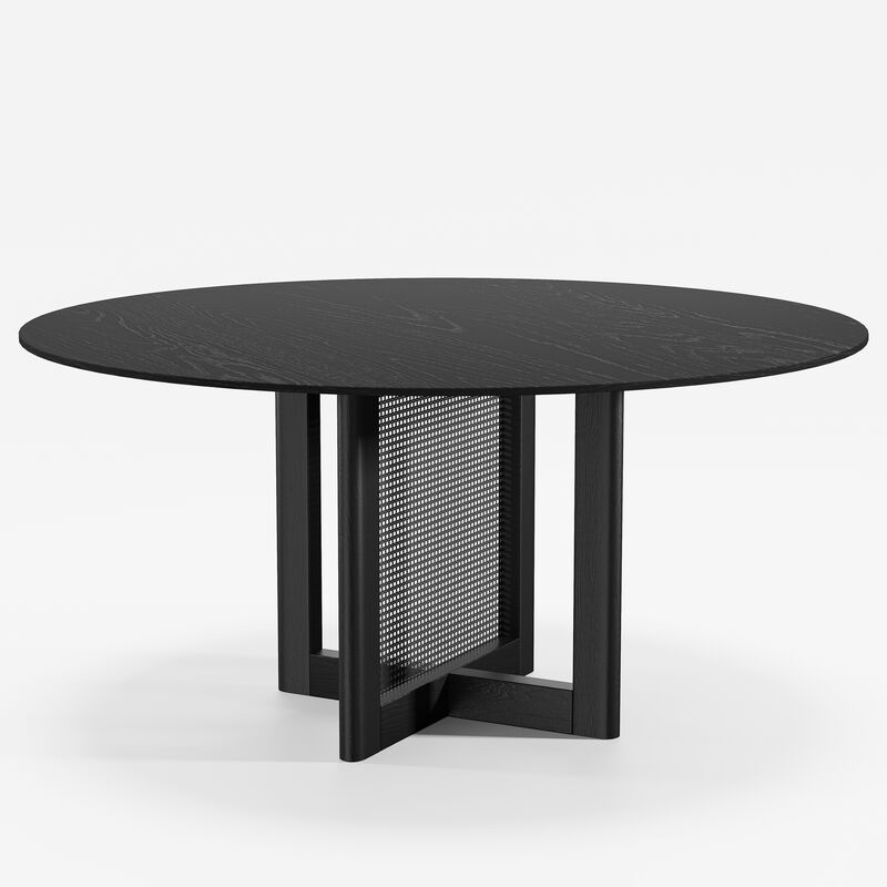 60 Cinna Modern Black Oak Wood Round Dining Table （Seats 8）