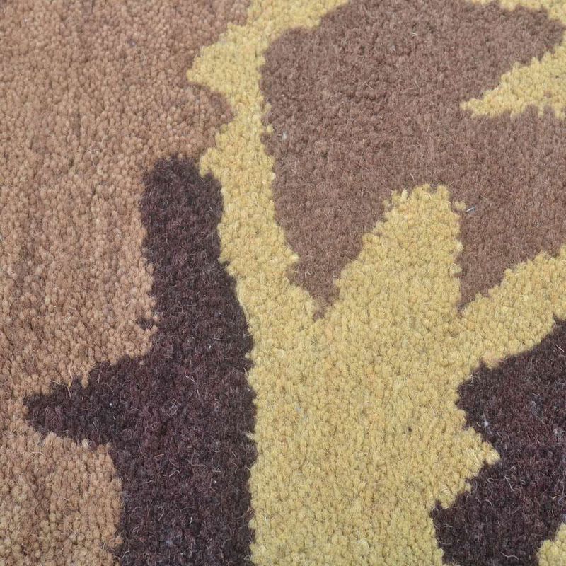 RUGSOTIC CARPETS HAND TUFTED WOOL ECO-FRIENDLY AREA RUGS - 2'6''x10', Runner Shape, Brown & Gold, Abstract Modern Design, High Pile Handmade Anti Skid Area Rugs for Living Room, Bed Room (K00308)