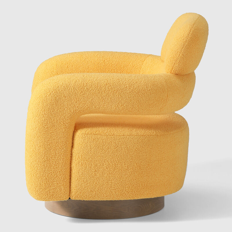 WestinTrends Mid-Century Modern Sherpa Swivel Barrel Accent Chair With Storage Ottoman