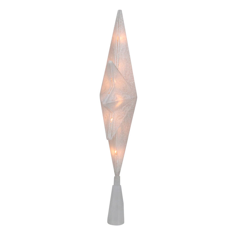 11" Lighted Frosted Clear and Rose Gold Bethlehem Star Christmas Tree Topper - Clear Lights