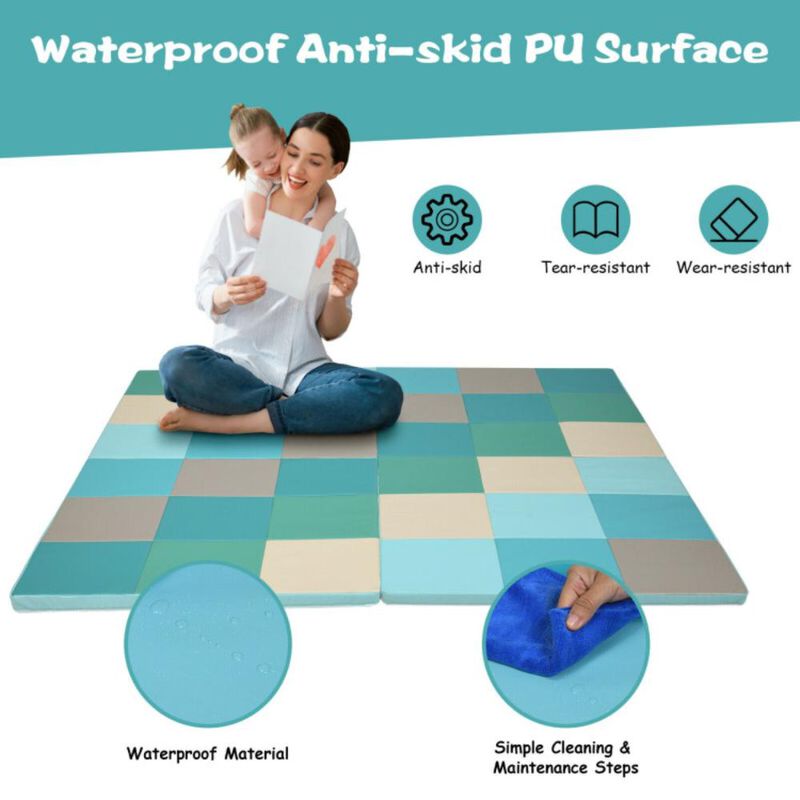 Hivvago 58 Inch Toddler Foam Play Mat Baby Folding Activity Floor Mat