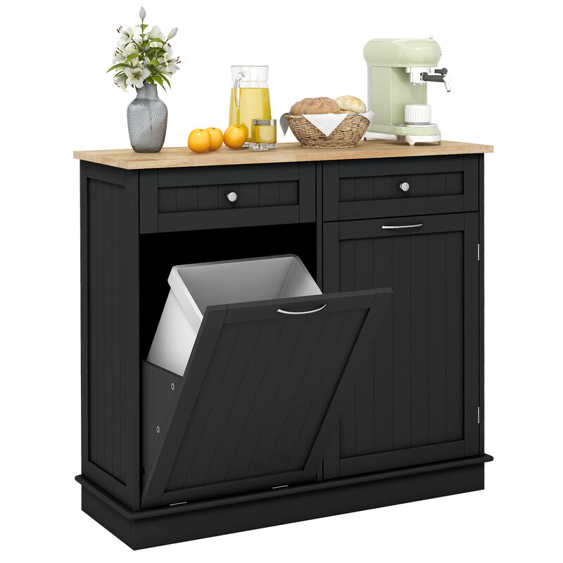 Kitchen Trash Cabinet with Single Can Holder & Adjustable Shelf – Stylish Waste Bin Storage Solution
