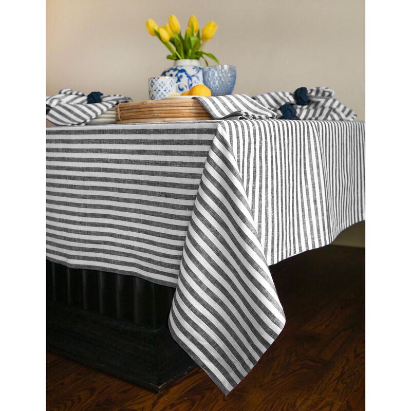Solino Home 100% Pure Linen Tablecloth | Amalfi Stripe