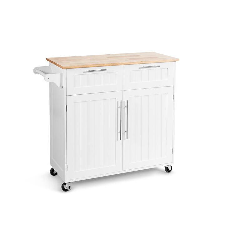 Heavy Duty Rolling Kitchen Cart with Tower Holder and Drawer