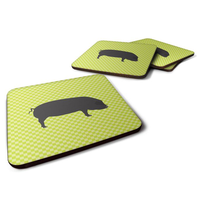 Caroline's Treasures Devon Large Black Pig Green Decorative coasters, 3.5, Multicolor
