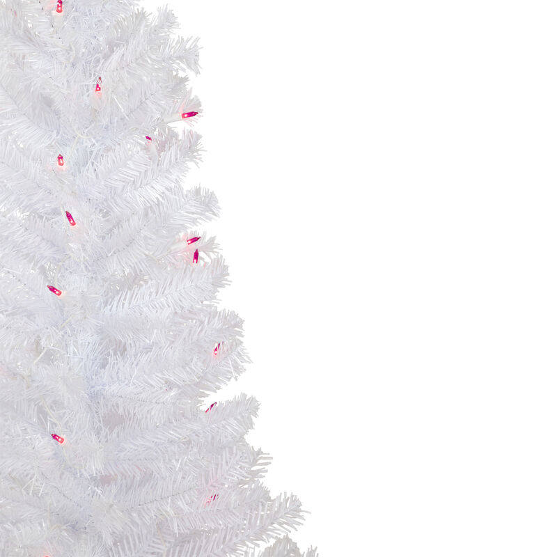 4' Pre-Lit Woodbury White Pine Slim Artificial Christmas Tree  Pink Lights