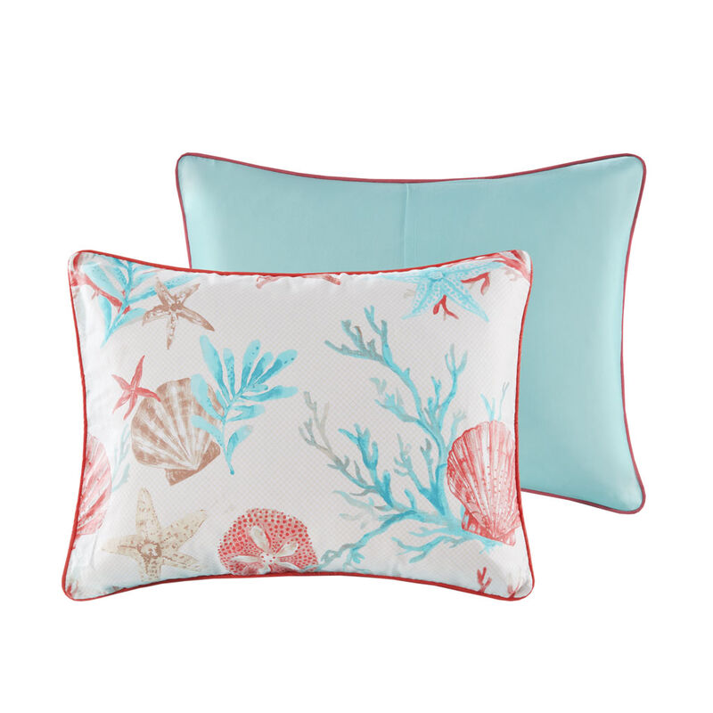 Gracie Mills Koreen 6-Piece Coastal Escape Cotton Sateen Bedding Ensemble