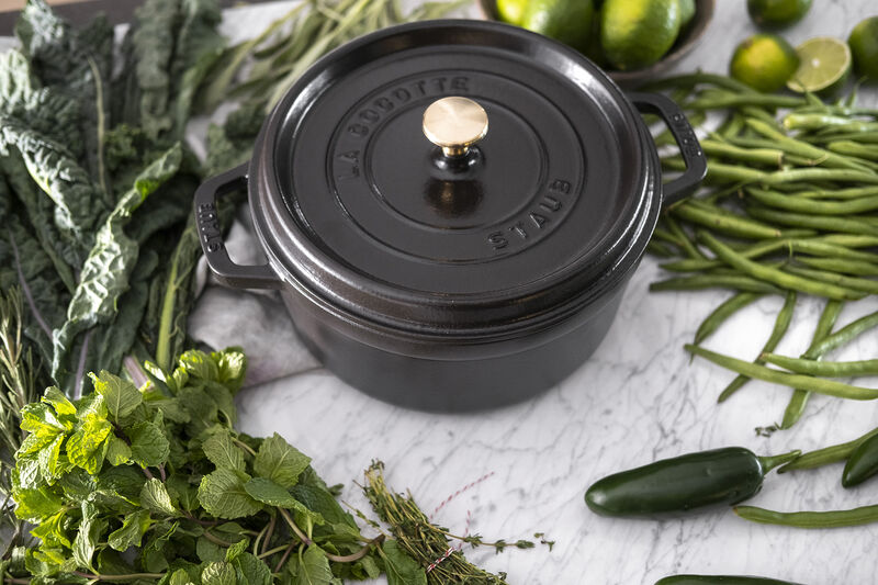 Staub Cast Iron Round Cocotte, Dutch Oven, 4-quart, serves 3-4, Made in France, White