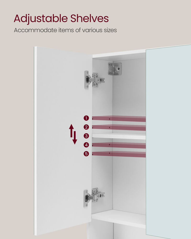 Wide Bathroom Mirror with Storage Cloud White