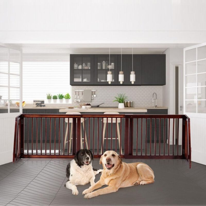 Hivvago Folding Adjustable Free Standing 3 Panel Wood Fence