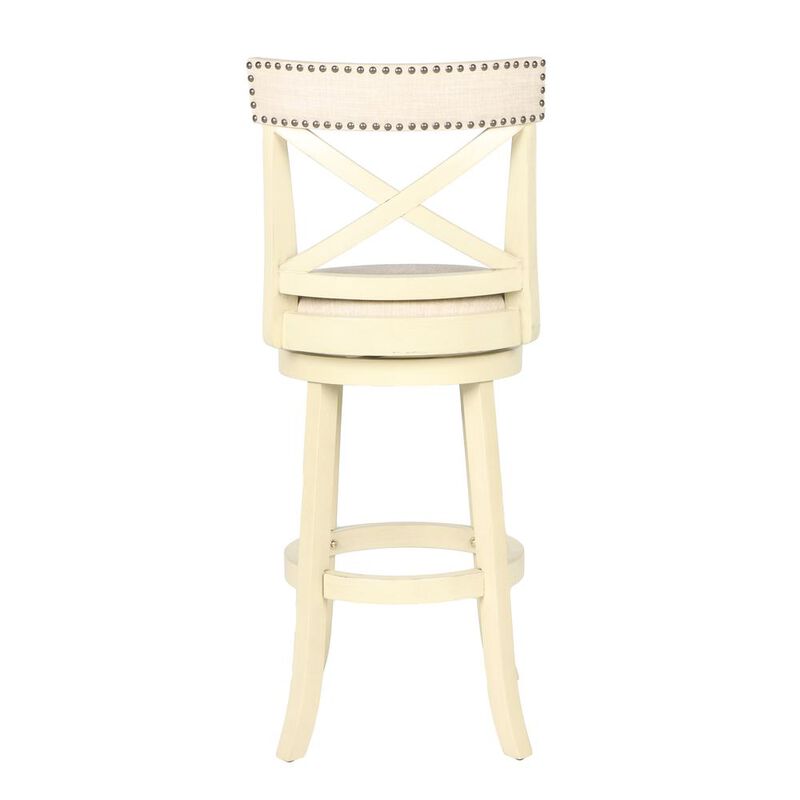 New Classic Furniture Furniture York 29 Wood Bar Stool with Fabric Seat in Ant White