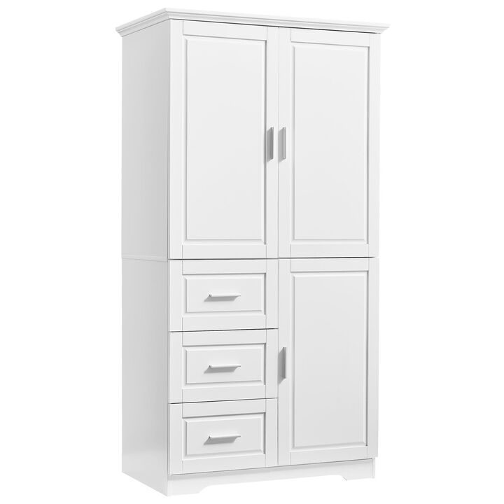 Tall and Wide Storage Cabinet with Doors for Bathroom/Office, Three Drawers