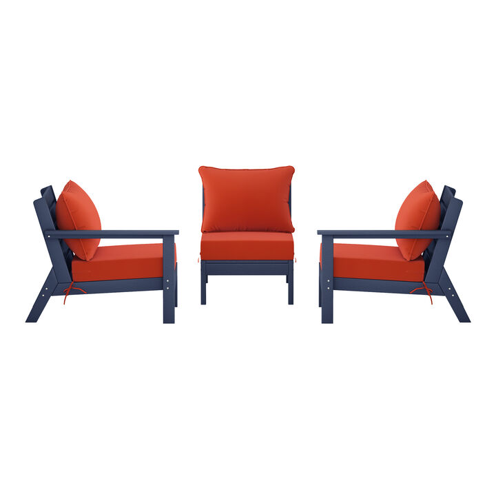 WestinTrends Outdoor Patio HDPE Sectional Sofa with Patio Cushions