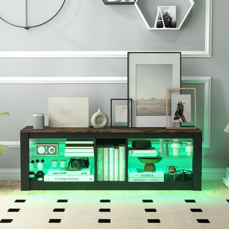 Modern TV Stand with LED Lights and Adjustable Shelves for Flat Screen TVs