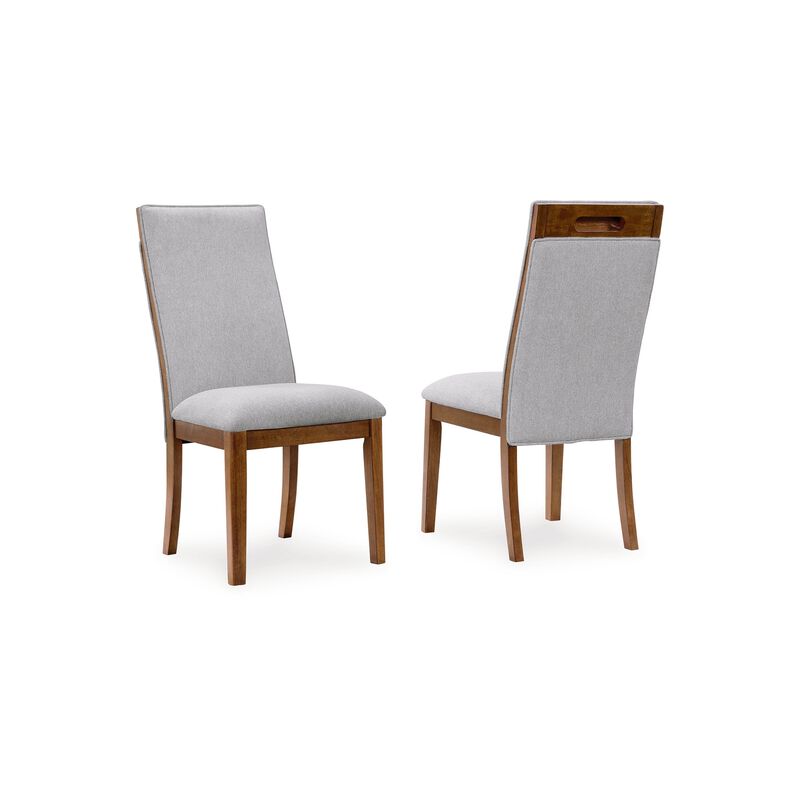 Jeyn Dining Side Chair Set of 2, Solid Hardwood, Light Gray Polyester - Benzara
