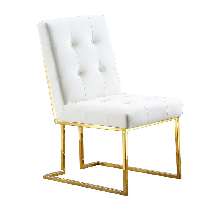 Modern Velvet Dining Chair Set Of 2, Tufted Design And Finish Stainless Base