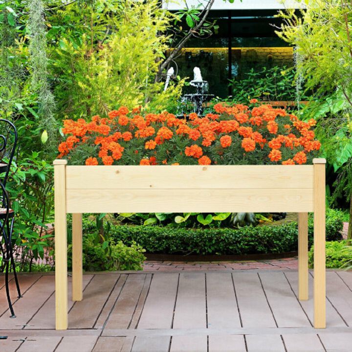 Raised Flowers Vegetables Garden Wooden Planter Box