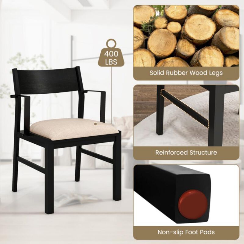 Hivvago Dining Chair with Contoured Backrest and Padded Seat Set of 2