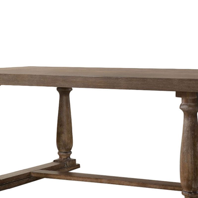 Traditional Style Wooden Dining Table with Rectangular Shape and Angled Legs, Brown - Benzara