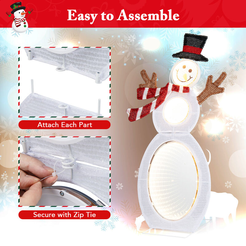Lighted Snowman with LED Lights and Metal Stand