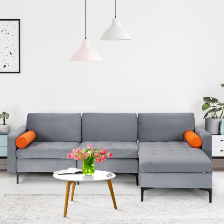 Hivvago Modular L-shaped 3-Seat Sectional Sofa with Reversible Chaise and 2 USB Ports