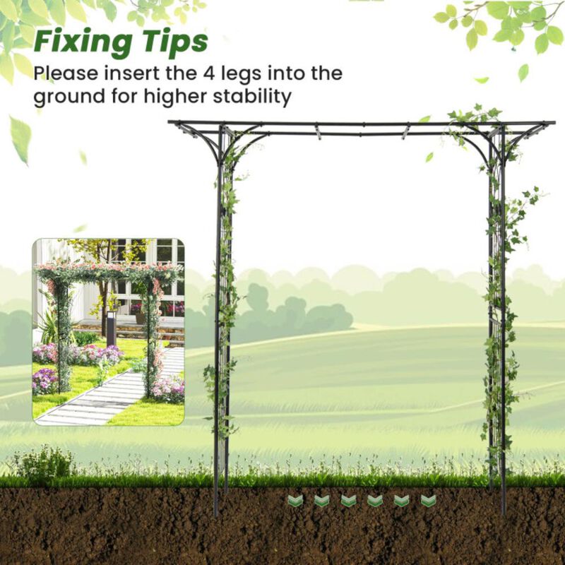 Hivvago 81 Inch Garden Arbor Metal Archway for Climbing Plants-Black