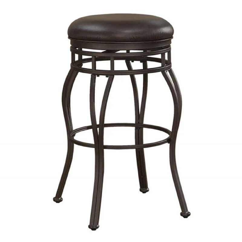 American Woodcrafters Sienna 34 Backless Metal Swivel Stool - Russet Brown