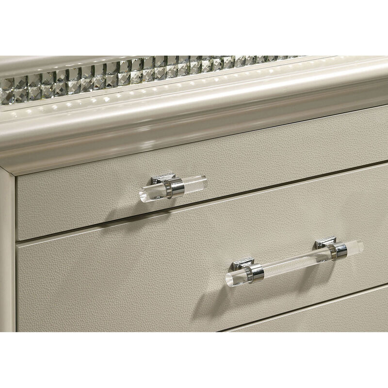 Streamdale Classic Pearl Nightstand: 2-Drawers, Solid Wood, Felt Top