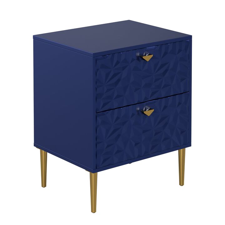 Green 2-Drawer Wood Nightstand with Tapered Support Legs