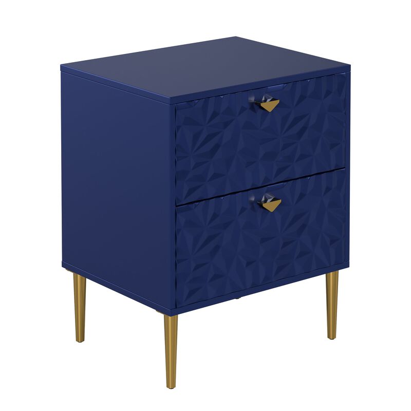 Green 2-Drawer Wood Nightstand with Tapered Support Legs