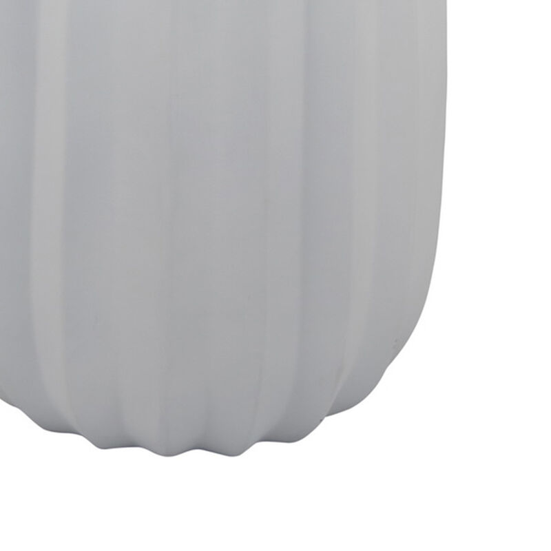 Rizie Vase with Ribbed Texture, 45 Inch Contemporary White Polyresin - Benzara