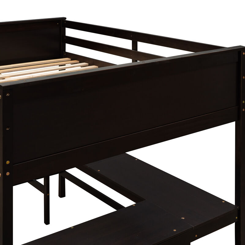 Merax Solid Wooden Loft Bed with Shelves and Desk