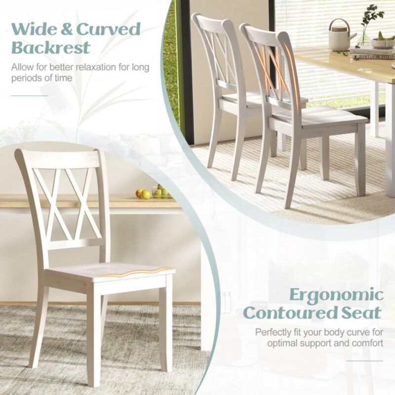 Hivvago Set of 2 Wooden Dining Chairs Mid Century Farmhouse Retro Kitchen Chairs