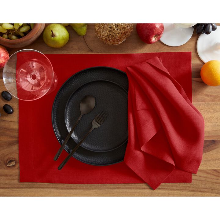 Solino Home 100% Pure Linen Placemats  Set of 6, 14 x 19 Inch | Sonoma
