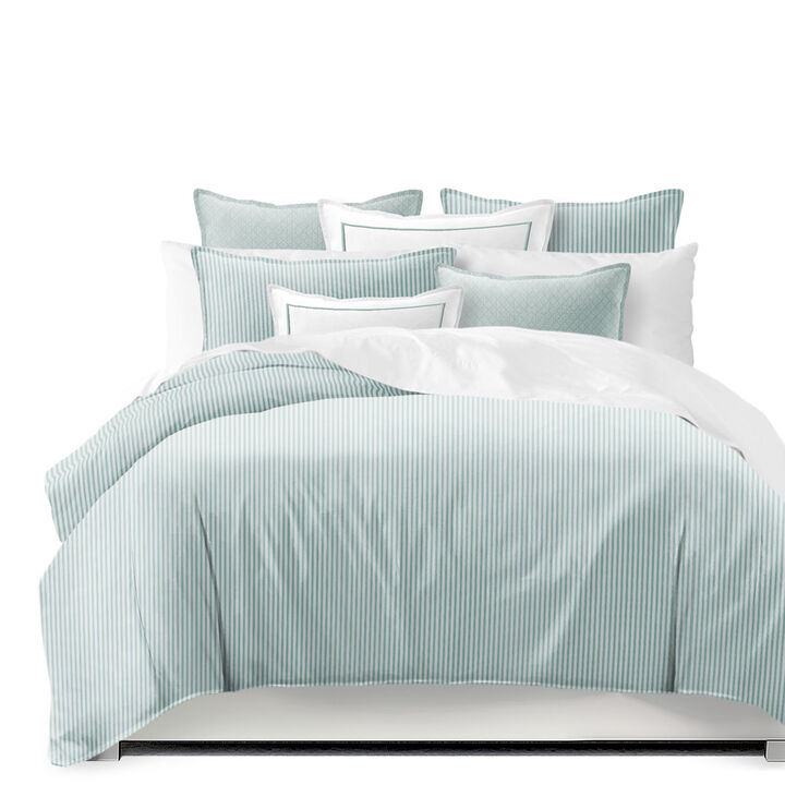 6ix Tailors Fine Linens Crown Stripe Glacier Duvet Cover Set