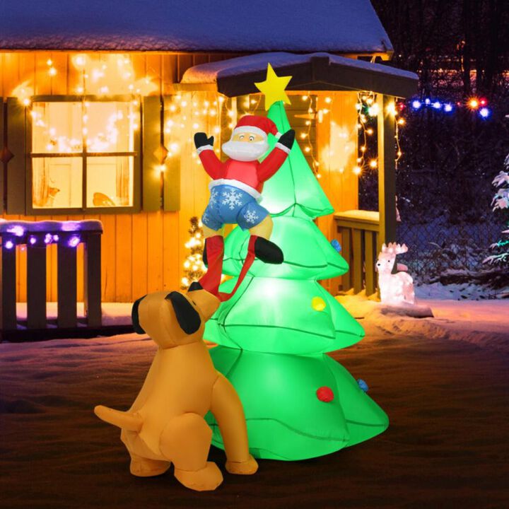 Hivvago 6.5 Feet Outdoor Inflatable Christmas Tree Santa Decor with LED Lights