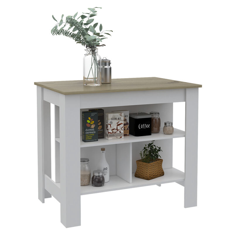 Kitchen Island Antibacterial Dozza, Kitchen, Light Oak / White