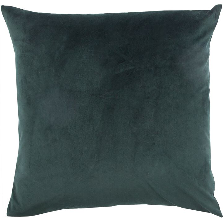20" Olive Green Solid Velvet Square Throw Pillow