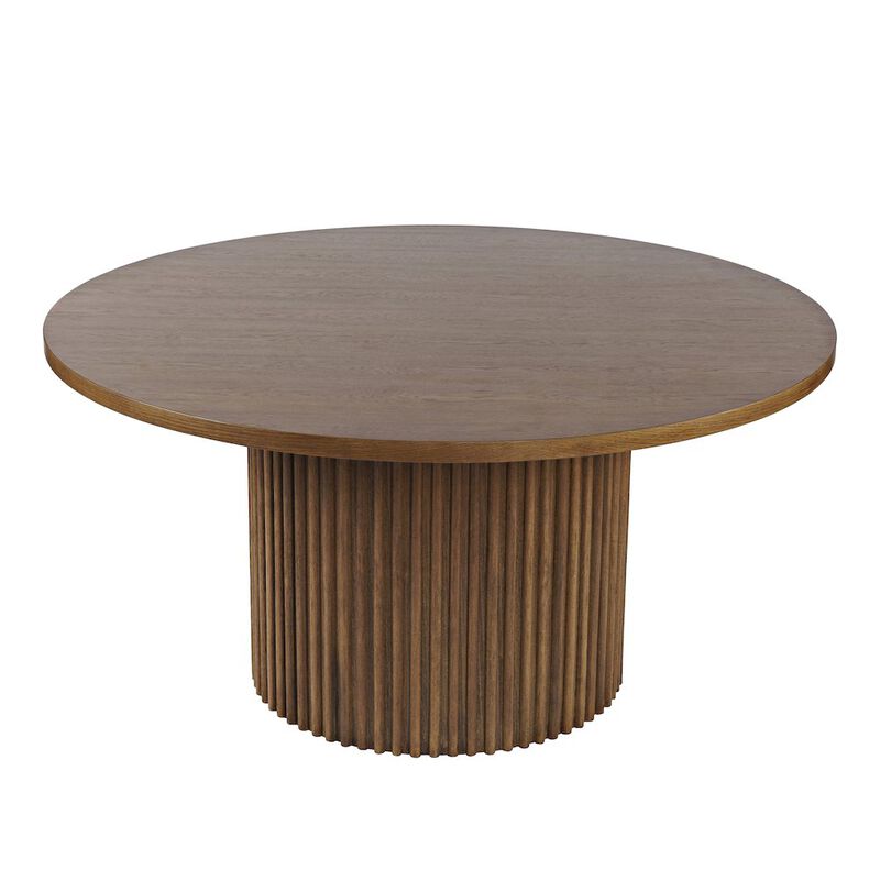 Jofran Auden 60 Round Mid-Century Modern Fluted Pedestal Base Dining Table