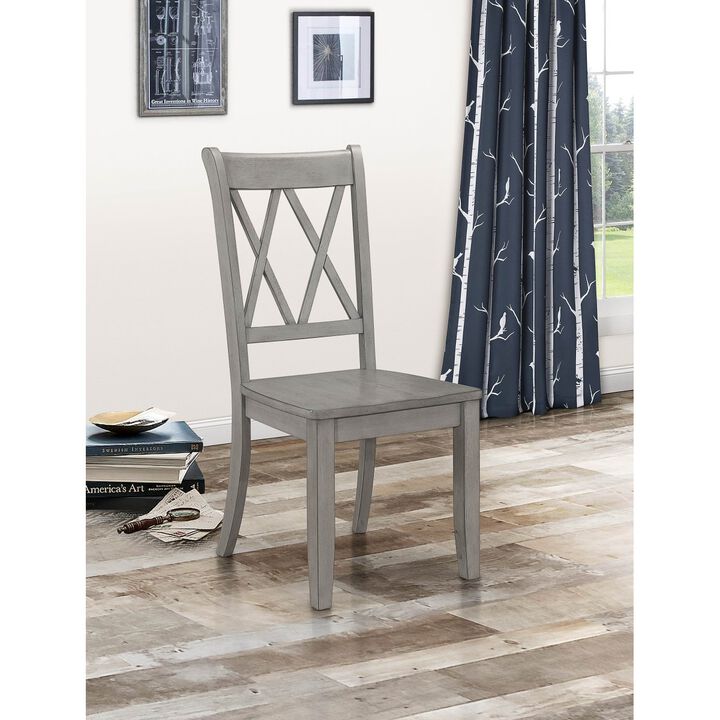 Transitional Gray Side Chairs Set, Double-X Design