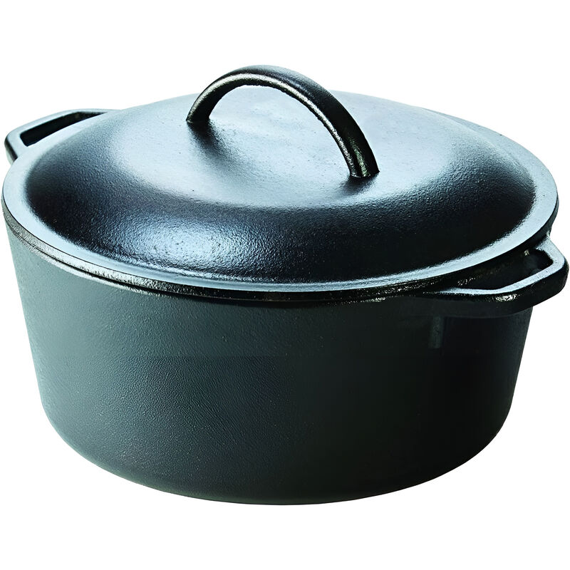 Complete 5-Piece Cast Iron Cookware Set – Durable Dutch Oven, Griddle, and Skillets