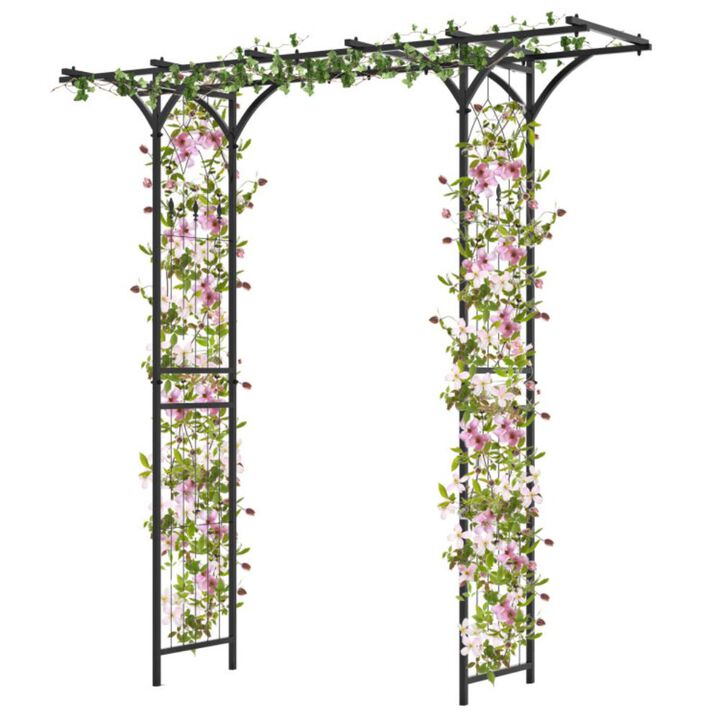Hivvago 6.8 Feet Garden Arbor with Trellises for Climbing Plant Vine Rose